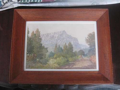 Victor Simmonds Water Colour in wood frame behind glass